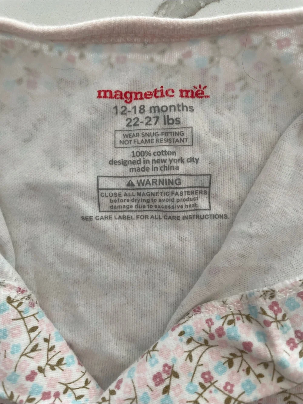 Magnetic Me White Footed One-Piece with Pink Floral Print